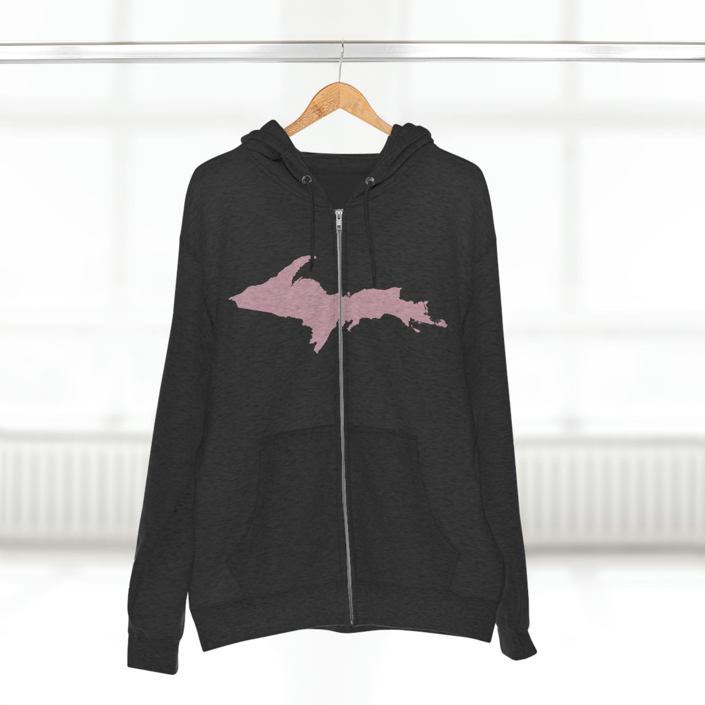 Michigan Upper Peninsula Full-Zip Hoodie (w/ Pink UP Outline)