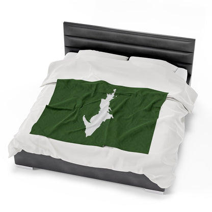 Michigan Upper Peninsula Plush Blanket (w/ UP Outline) | Pine Green