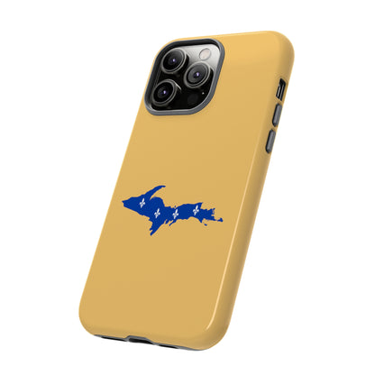 Michigan Upper Peninsula Tough Phone Case (Citrine Color w/ UP Quebec Flag Outline) | Apple iPhone