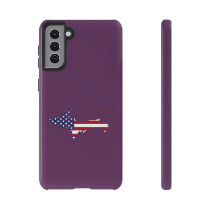 Michigan Upper Peninsula Tough Phone Case (Plum w/ UP USA Flag Outline) | Samsung & Pixel Android