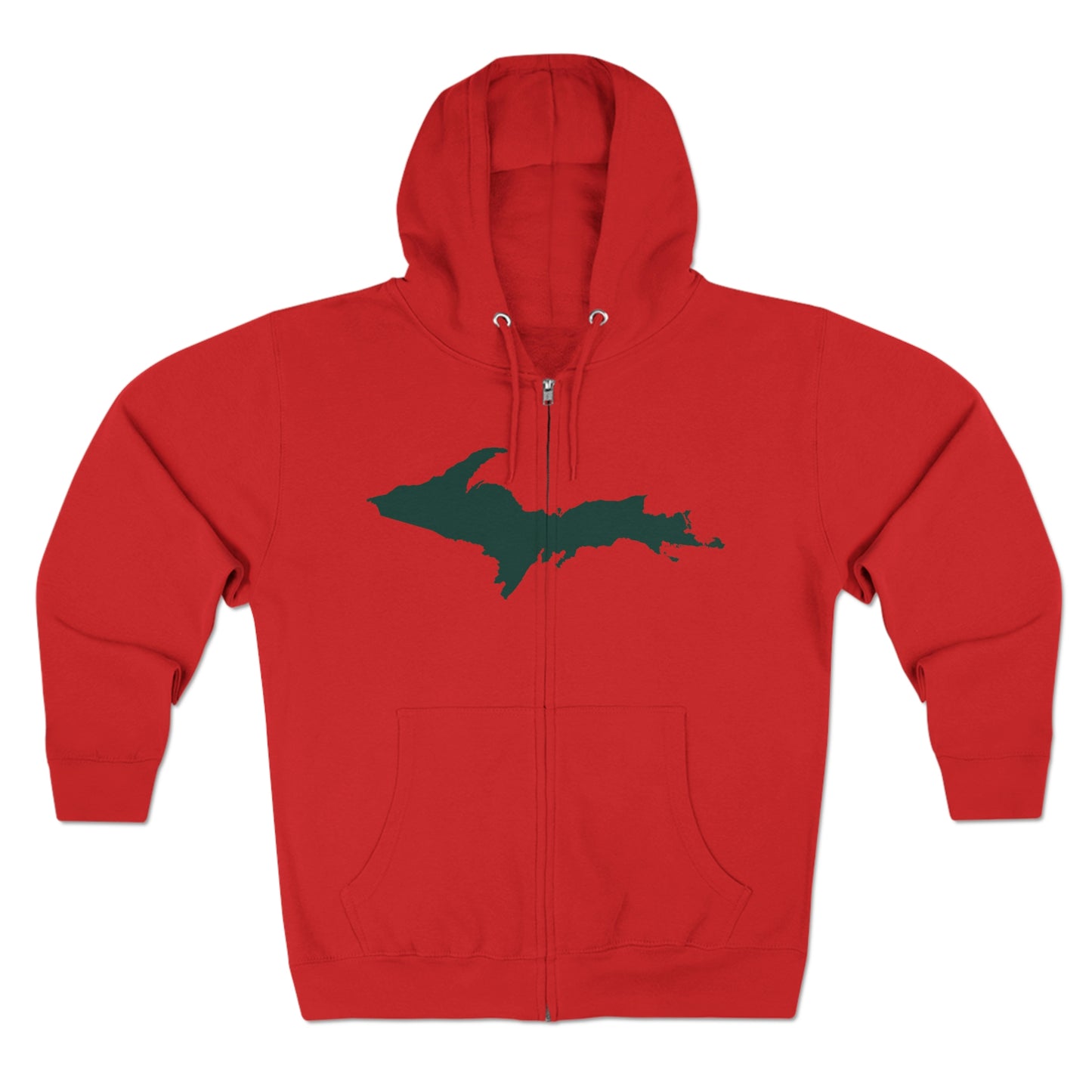 Michigan Upper Peninsula Full-Zip Hoodie (w/ Green UP Outline)