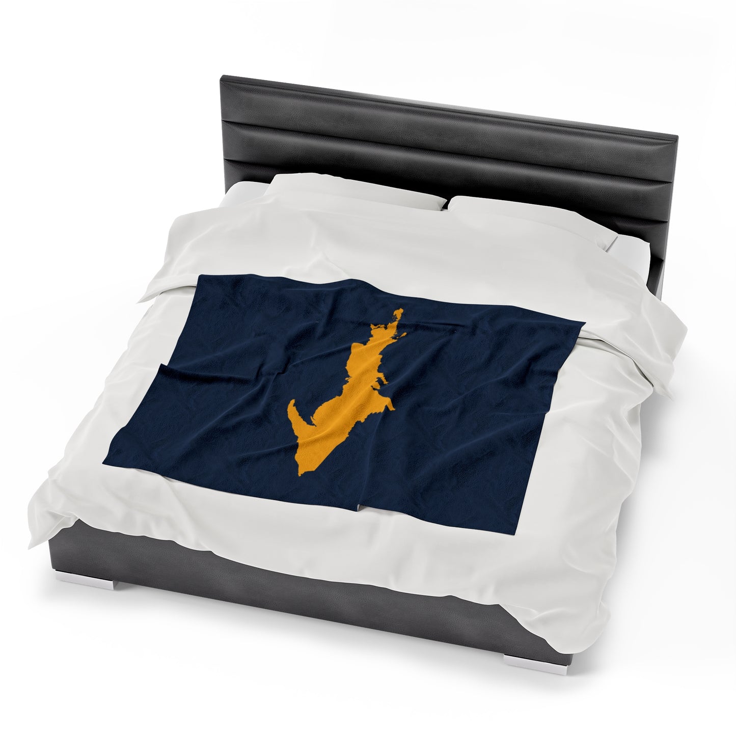 Michigan Upper Peninsula Plush Blanket (w/ Gold UP Outline) | Navy