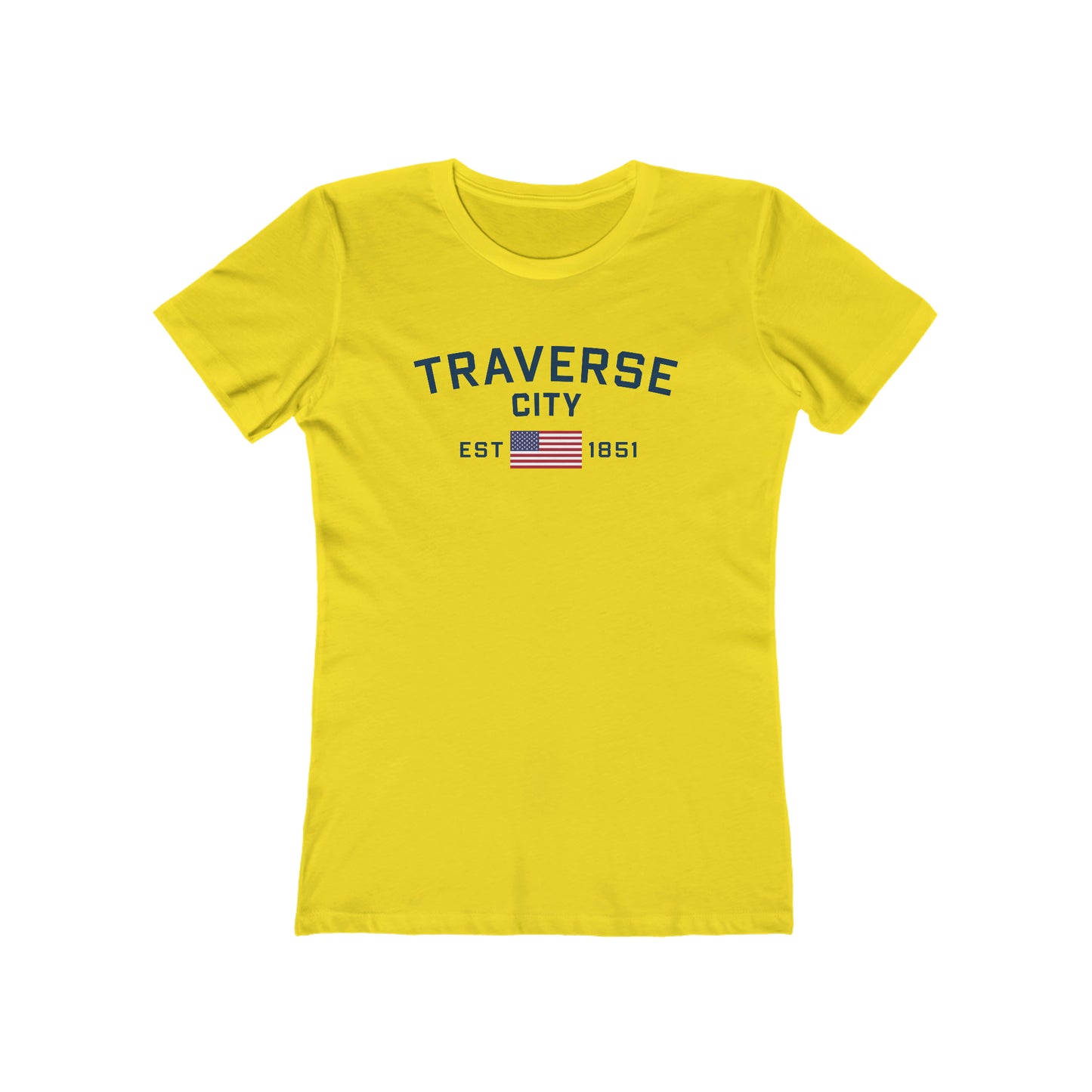 'Traverse City EST 1851' (w/USA Flag Outline) | Women's Boyfriend Cut