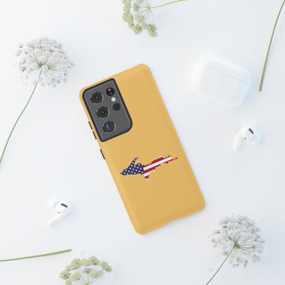 Michigan Upper Peninsula Tough Phone Case (Citrine w/ UP USA Flag Outline) | Samsung & Pixel Android