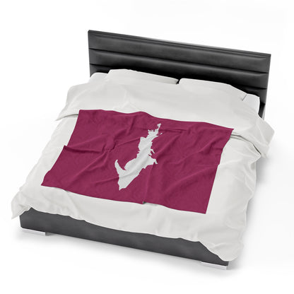 Michigan Upper Peninsula Plush Blanket (w/ UP Outline) | Apple Blossom Pink