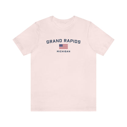 'Grand Rapids Michigan' T-Shirt (w/USA Flag Outline) | Unisex Standard Fit