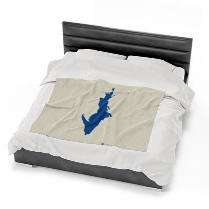 Michigan Upper Peninsula Plush Blanket (w/ Azure UP Outline) | Ivory White