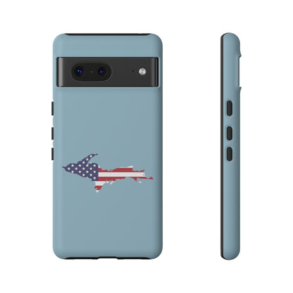 Michigan Upper Peninsula Tough Phone Case (Opal Blue w/ UP USA Flag Outline) | Samsung & Pixel Android