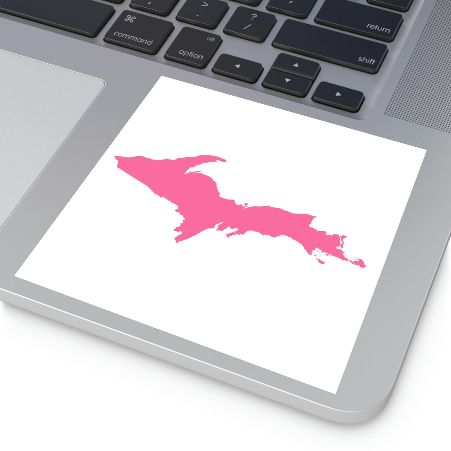 Michigan Upper Peninsula Square Sticker (w/ Pink UP Outline) | Indoor/Outdoor