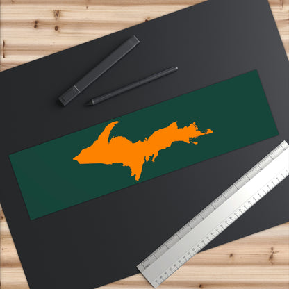 Michigan Upper Peninsula Bumper Sticker (w/ Orange UP Outline) | Green Background