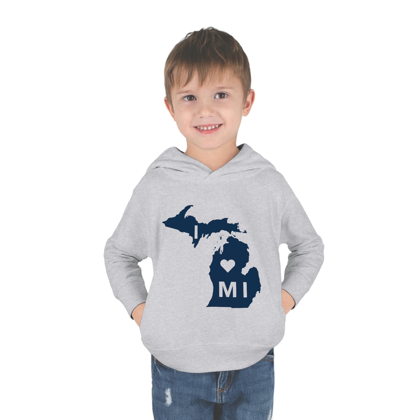 Michigan 'I ♡ MI' Hoodie (w/Full Body Outline| Unisex Toddler