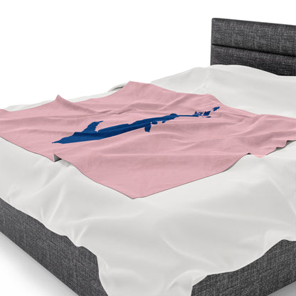 Michigan Upper Peninsula Plush Blanket (w/ Azure UP Outline) | Pale Pink