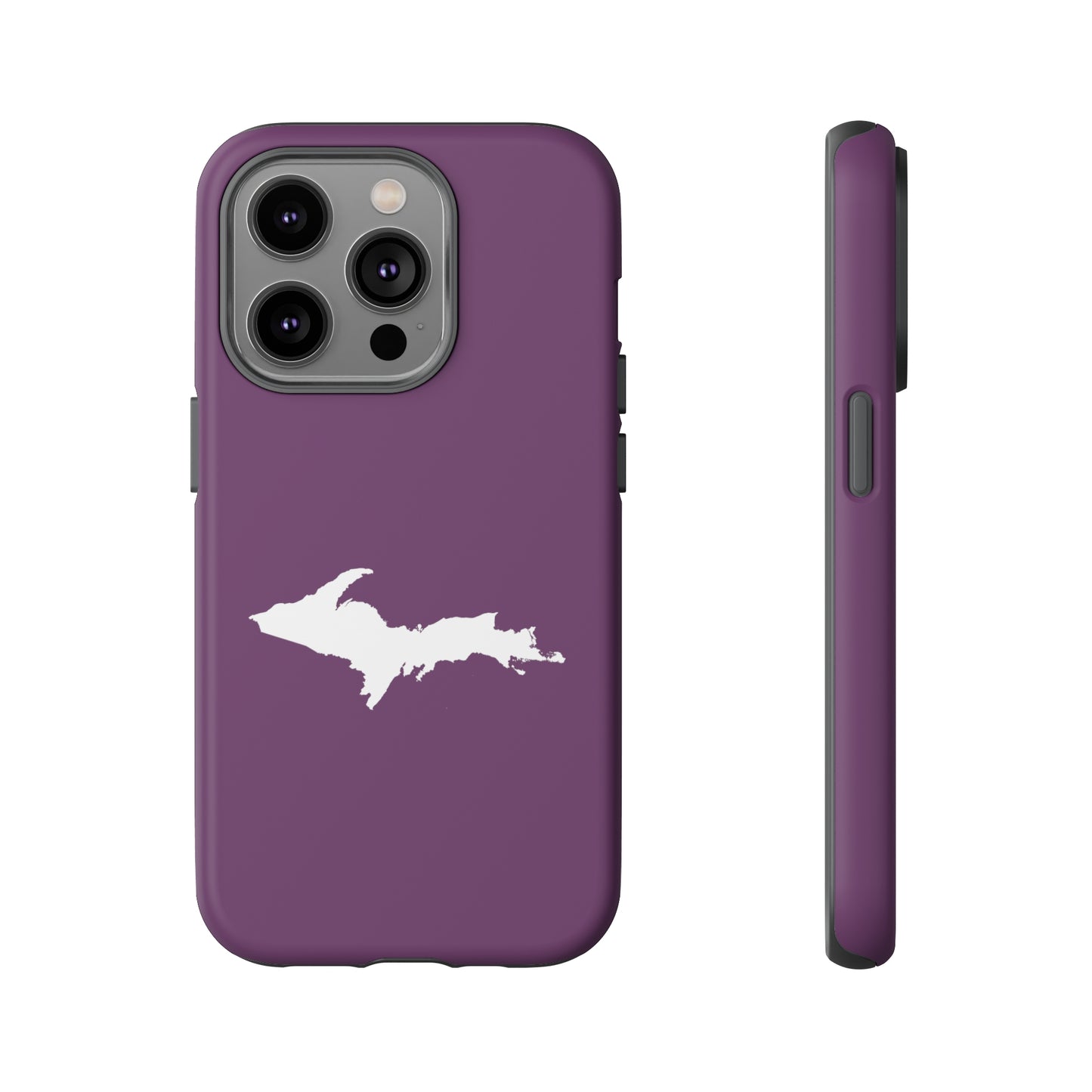 Michigan Upper Peninsula Tough Phone Case (Plum w/ UP Outline) | Apple iPhone