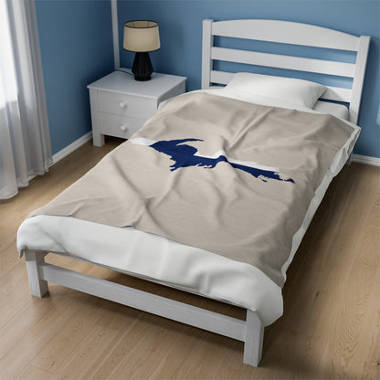 Michigan Upper Peninsula Plush Blanket (w/ UP Finland Flag Outline) | Canvas Color