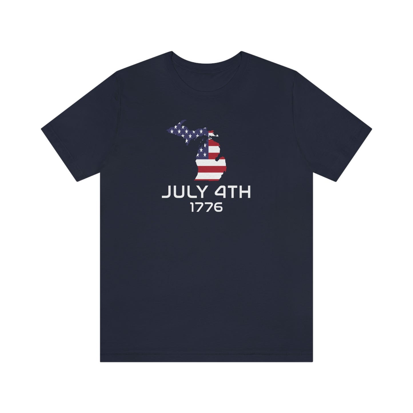 Michigan 'July 4th 1776' T-Shirt (Space Agency Font w/ MI USA Outline) | Unisex Standard Fit