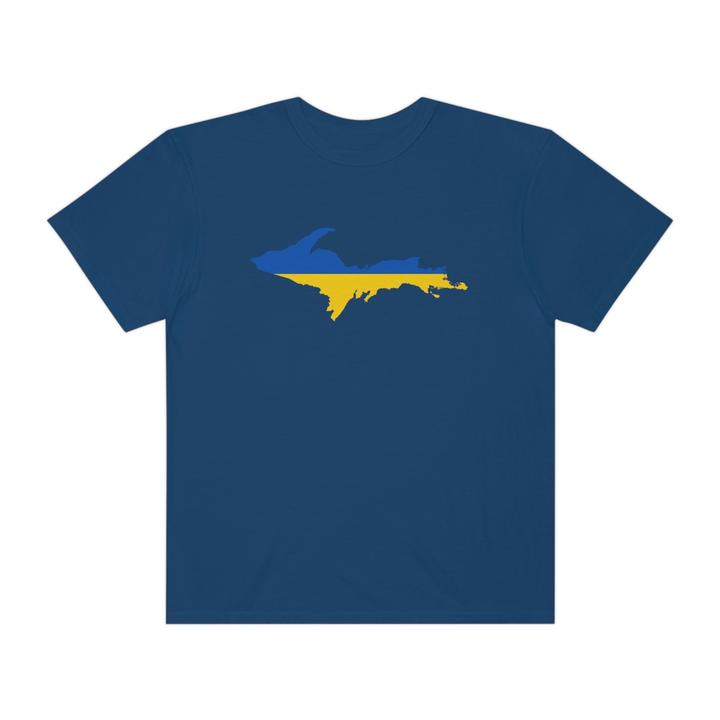 Michigan Upper Peninsula T-Shirt (w/ UP Ukraine Flag Outline) | Unisex Garment-Dyed