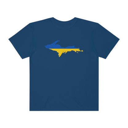 Michigan Upper Peninsula T-Shirt (w/ UP Ukraine Flag Outline) | Unisex Garment-Dyed