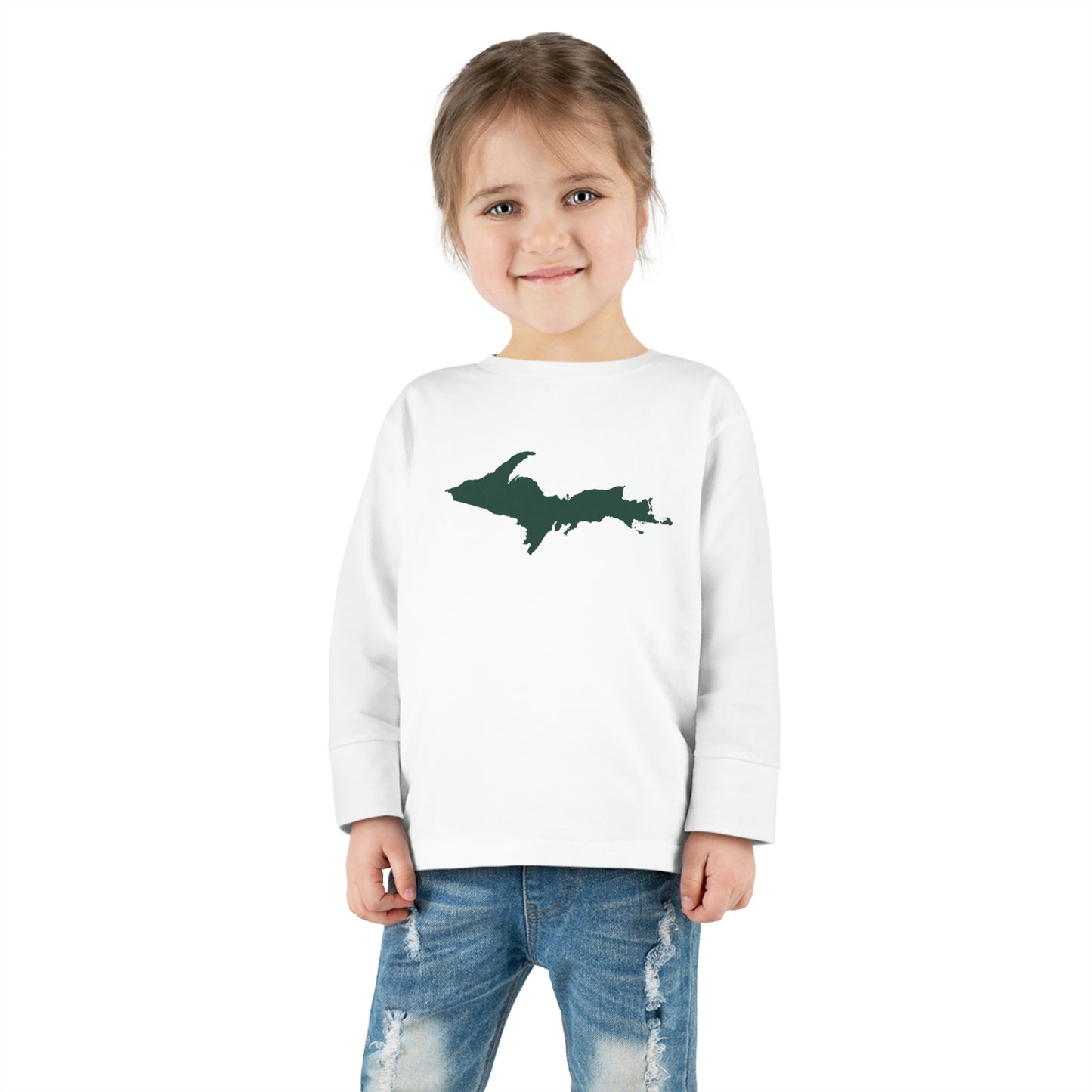 Michigan Upper Peninsula T-Shirt (w/ Green UP Outline) | Toddler Long Sleeve