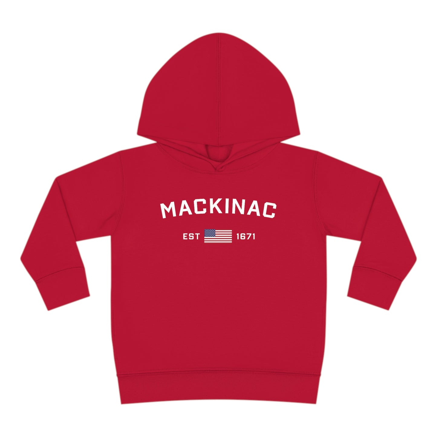 'Mackinac EST 1671' Hoodie (w/USA Flag Outline) | Unisex Toddler