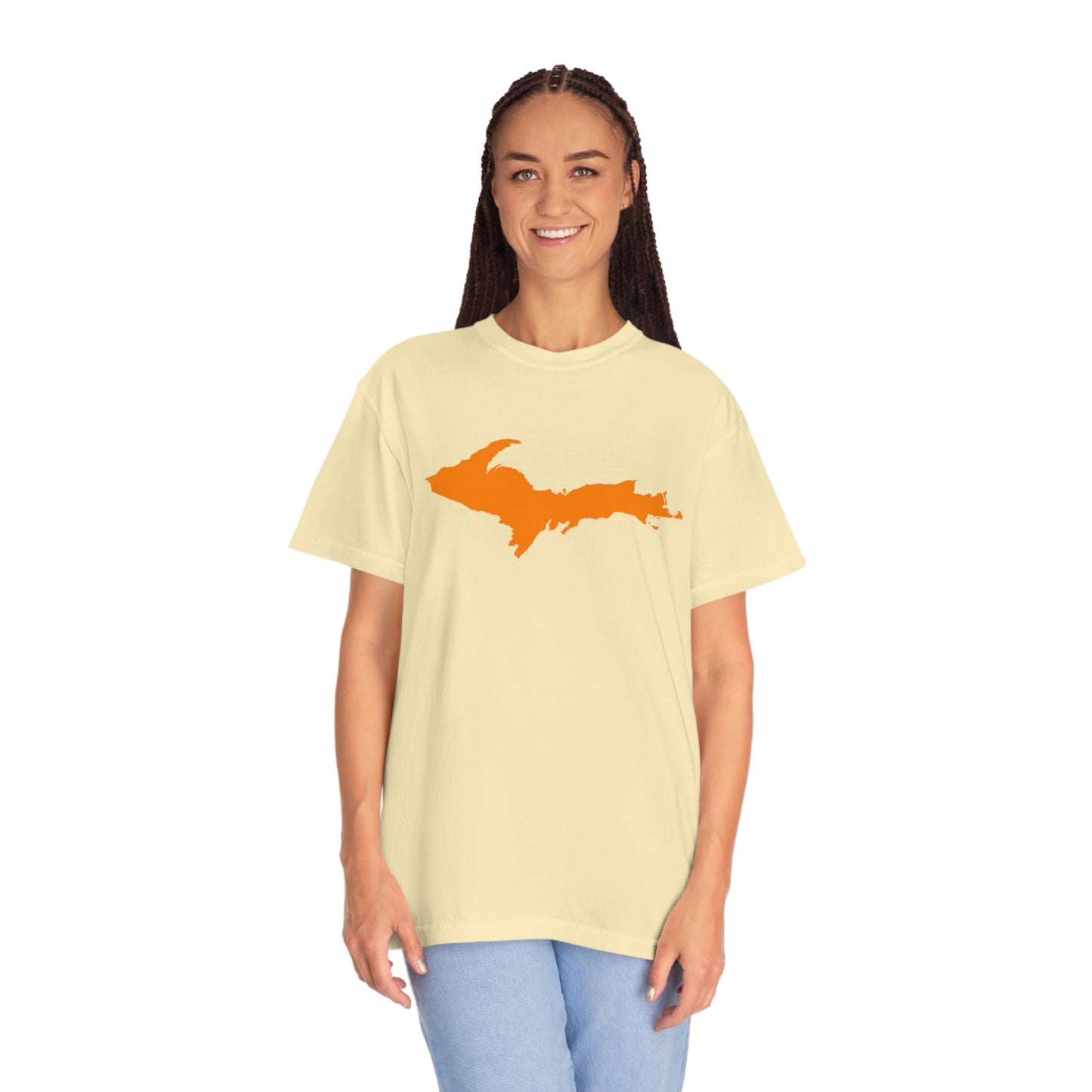 Michigan Upper Peninsula T-Shirt (w/ Orange UP Outline) | Unisex Garment-Dyed