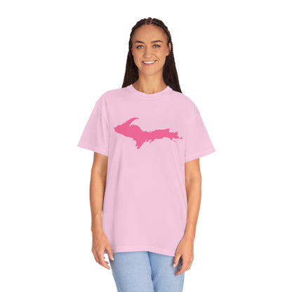 Michigan Upper Peninsula T-Shirt (w/ Pink UP Outline) | Unisex Garment-Dyed