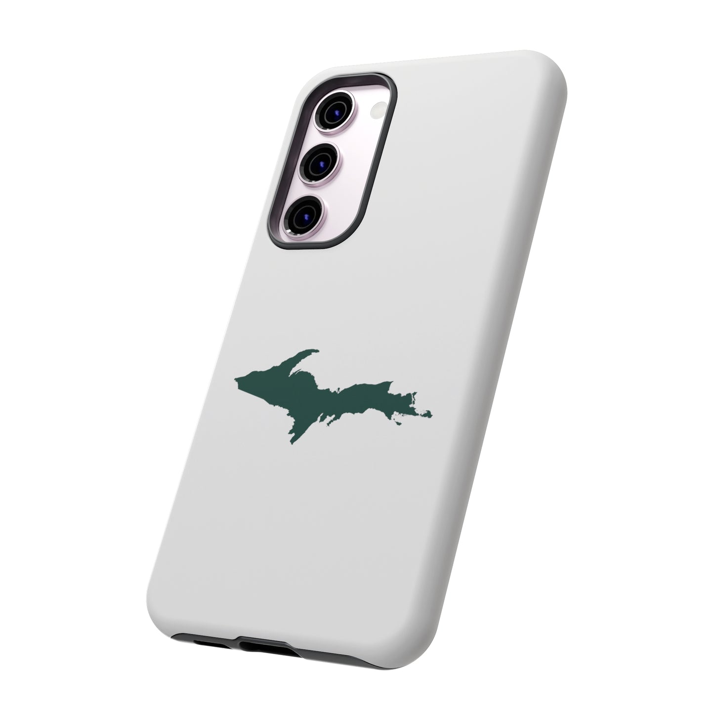 Michigan Upper Peninsula Tough Phone Case (Birch Bark White w/ Green UP Outline) | Samsung & Pixel Android