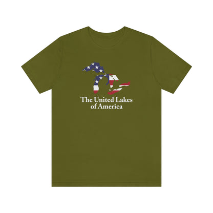 'The United Lakes of America' T-Shirt (w/ Great Lakes USA Flag Outline) | Unisex Standard Fit