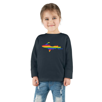 Michigan Upper Peninsula T-Shirt (w/ UP Pride Flag Outline) | Toddler Long Sleeve