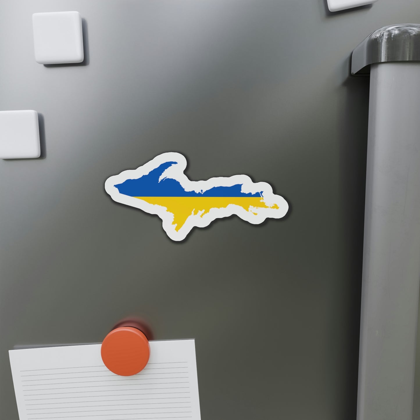 Michigan Upper Peninsula Kiss Cut Magnet (w/ UP Ukraine Flag Outline)