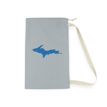 Michigan Upper Peninsula Laundry Bag (Silver w/ Azure UP Outline)