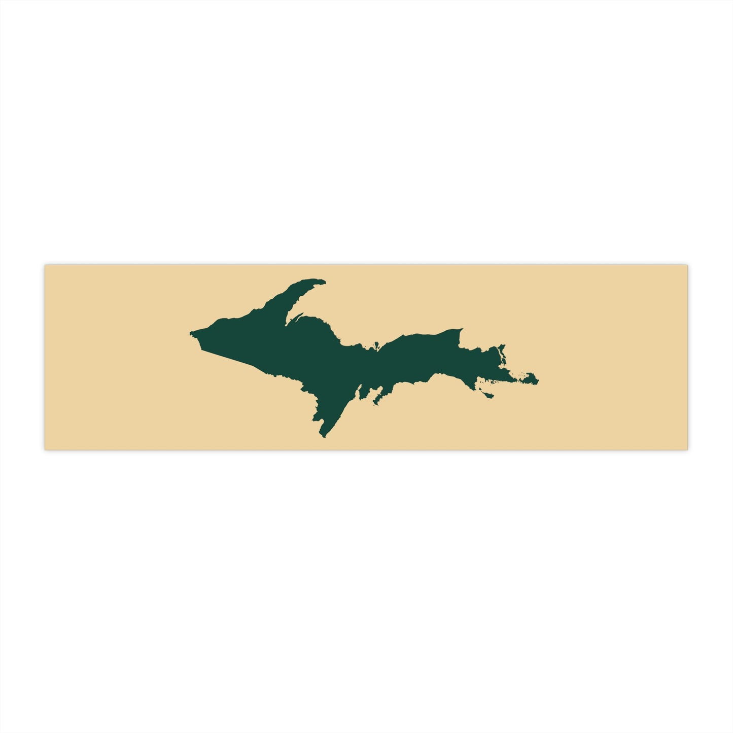 Michigan Upper Peninsula Bumper Sticker (w/ Green UP Outline) | Maple Color Background