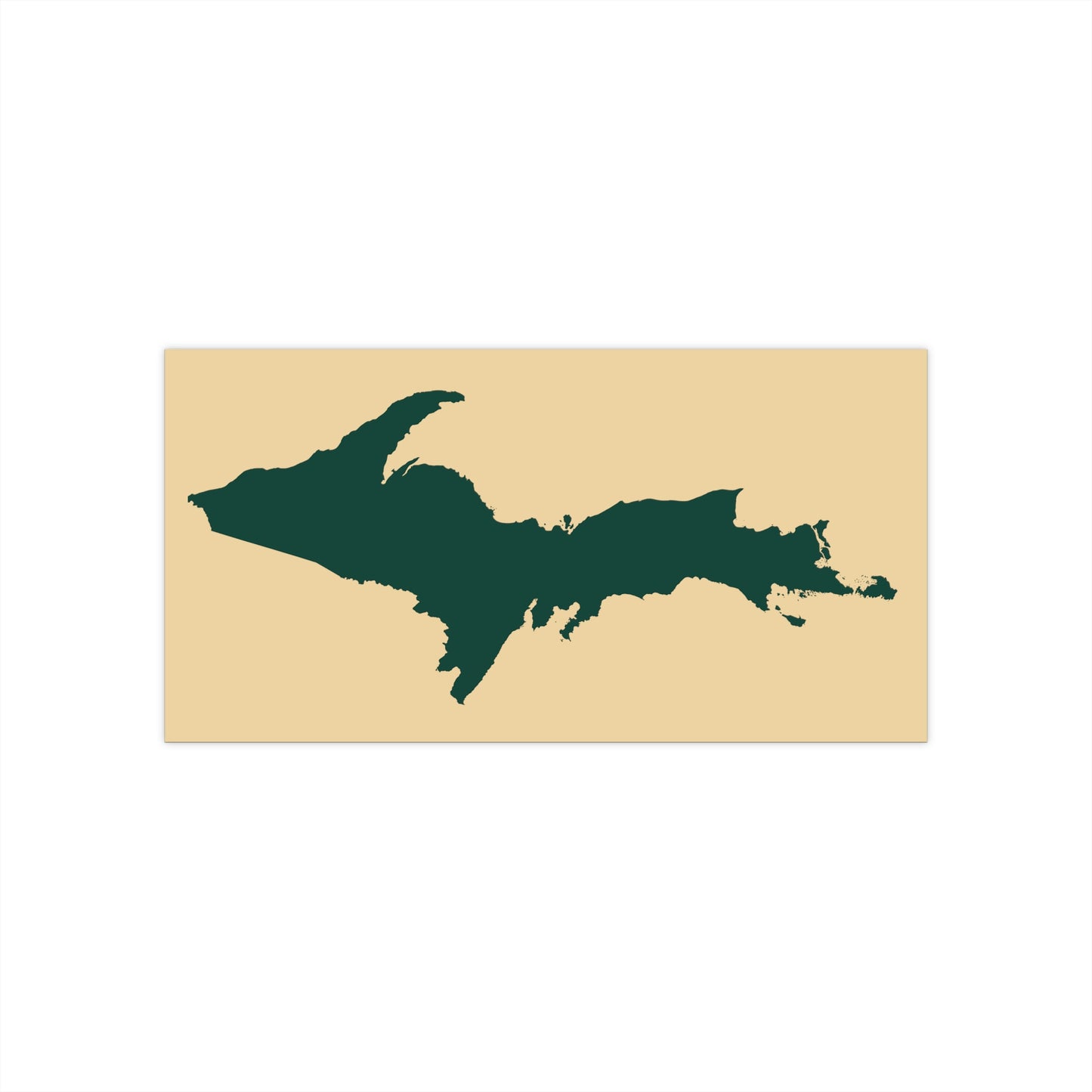 Michigan Upper Peninsula Bumper Sticker (w/ Green UP Outline) | Maple Color Background