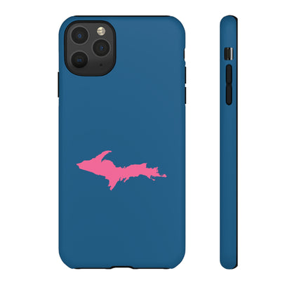 Michigan Upper Peninsula Tough Phone Case (Blueberry w/ Pink UP Outline) | Apple iPhone