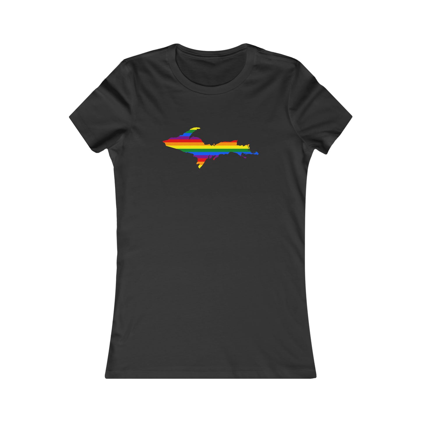 Michigan Upper Peninsula T-Shirt (w/ UP Pride Flag Outline) | Women's Slim Fit