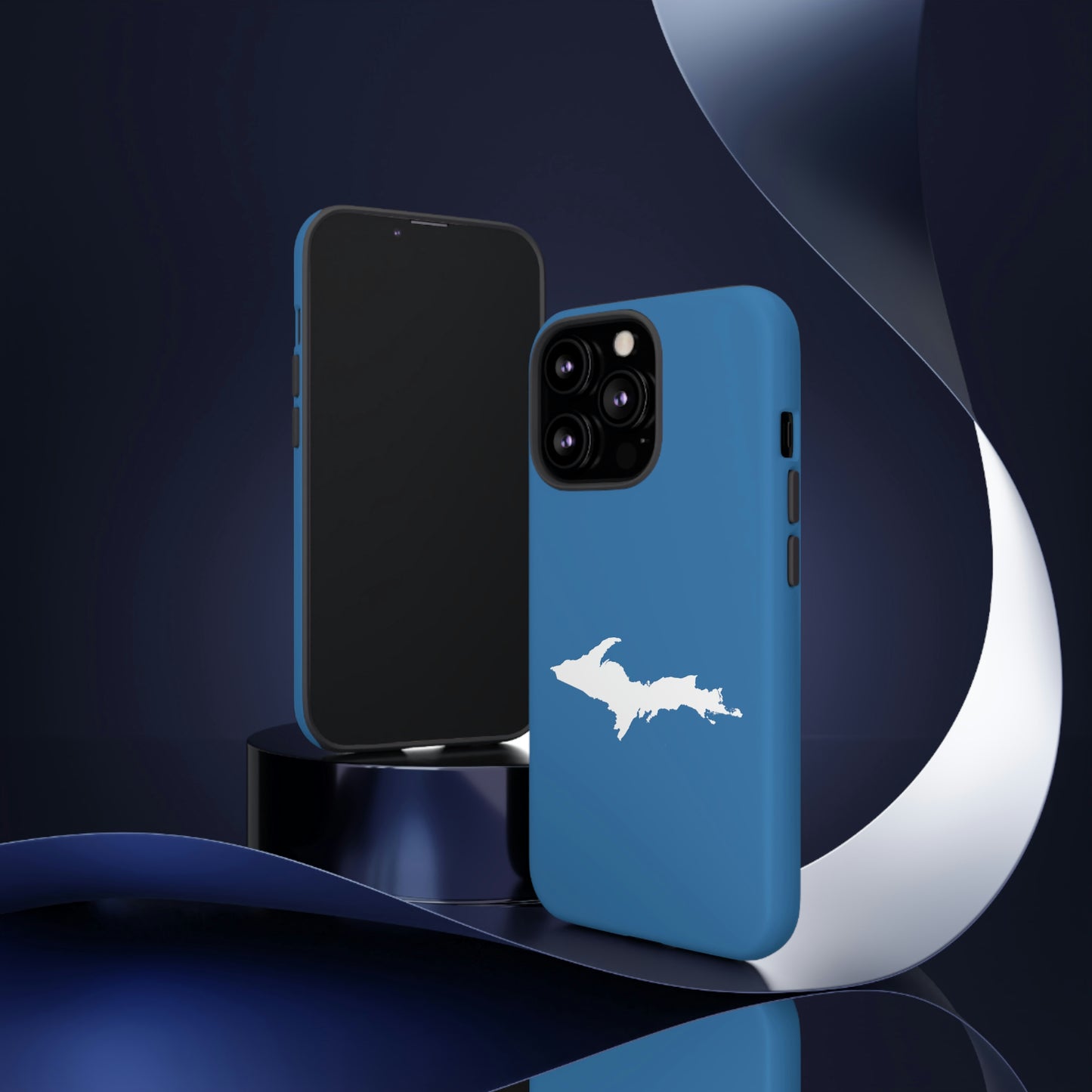 Michigan Upper Peninsula Tough Phone Case (Lake Superior Blue w/ UP Outline) | Apple iPhone