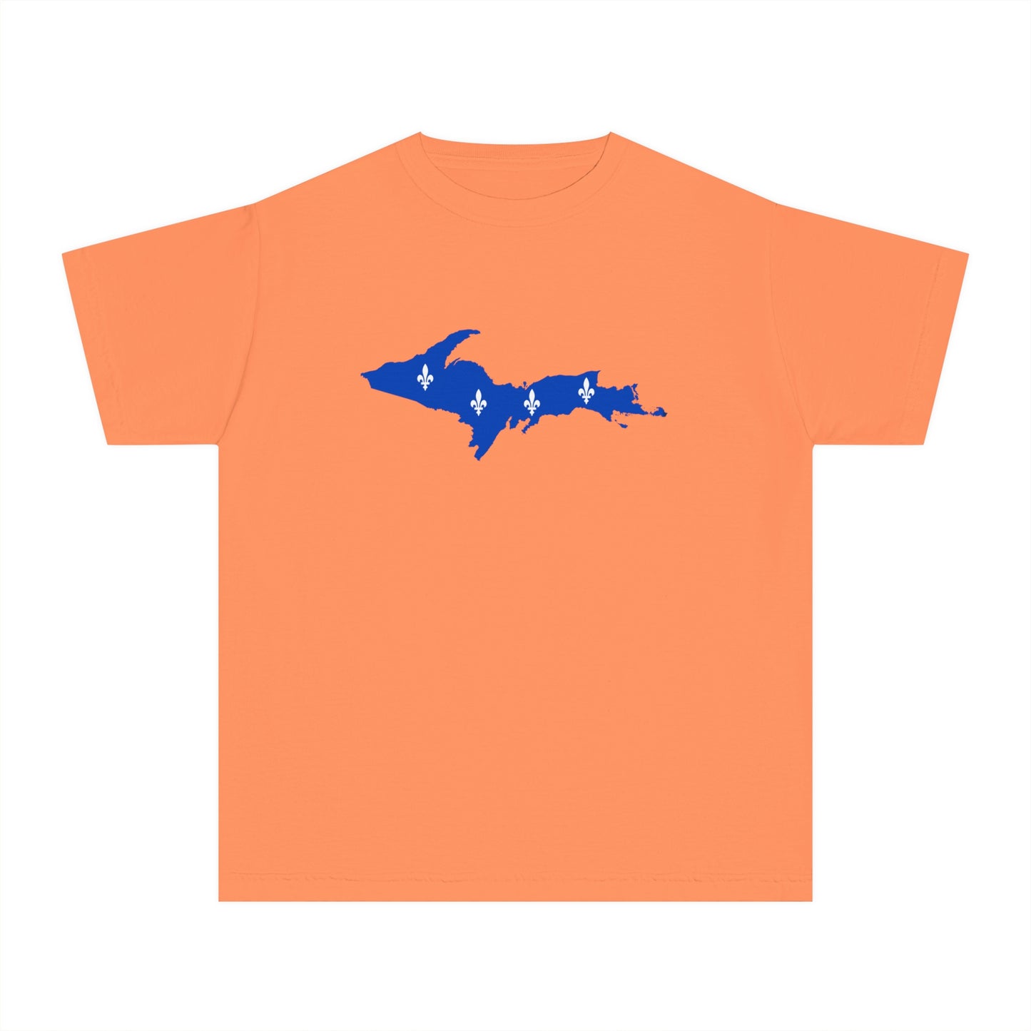 Michigan Upper Peninsula T-Shirt (w/ UP Quebec Flag Outline) | Youth Garment-Dyed