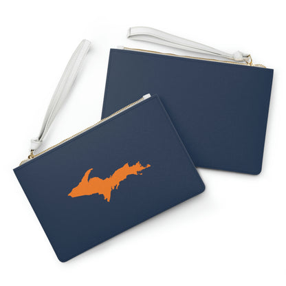 Michigan Upper Peninsula Clutch Bag (Navy w/ Orange UP Outline)