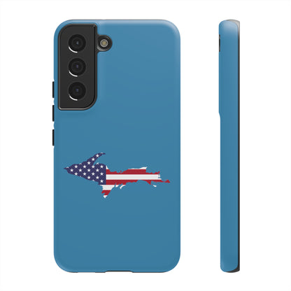 Michigan Upper Peninsula Tough Phone Case (Lake Michigan Blue w/ UP USA Flag Outline) | Samsung & Pixel Android