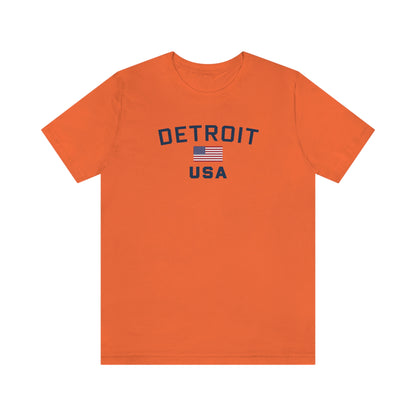 'Detroit USA' T-Shirt (w/ USA Flag Outline) | Unisex Standard Fit