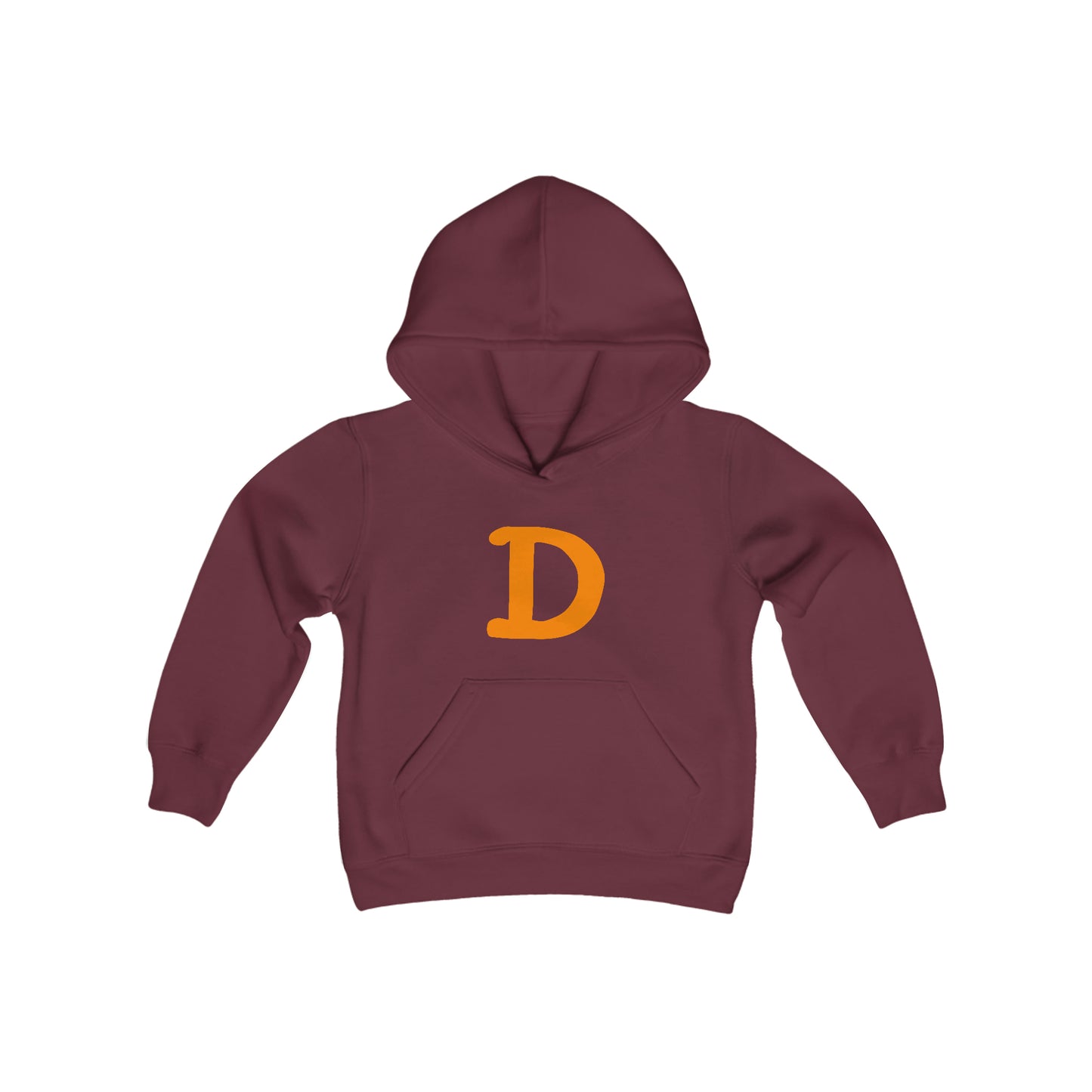 Detroit 'Old French D' Hoodie (Orange Full Body Outline) | Unisex Youth