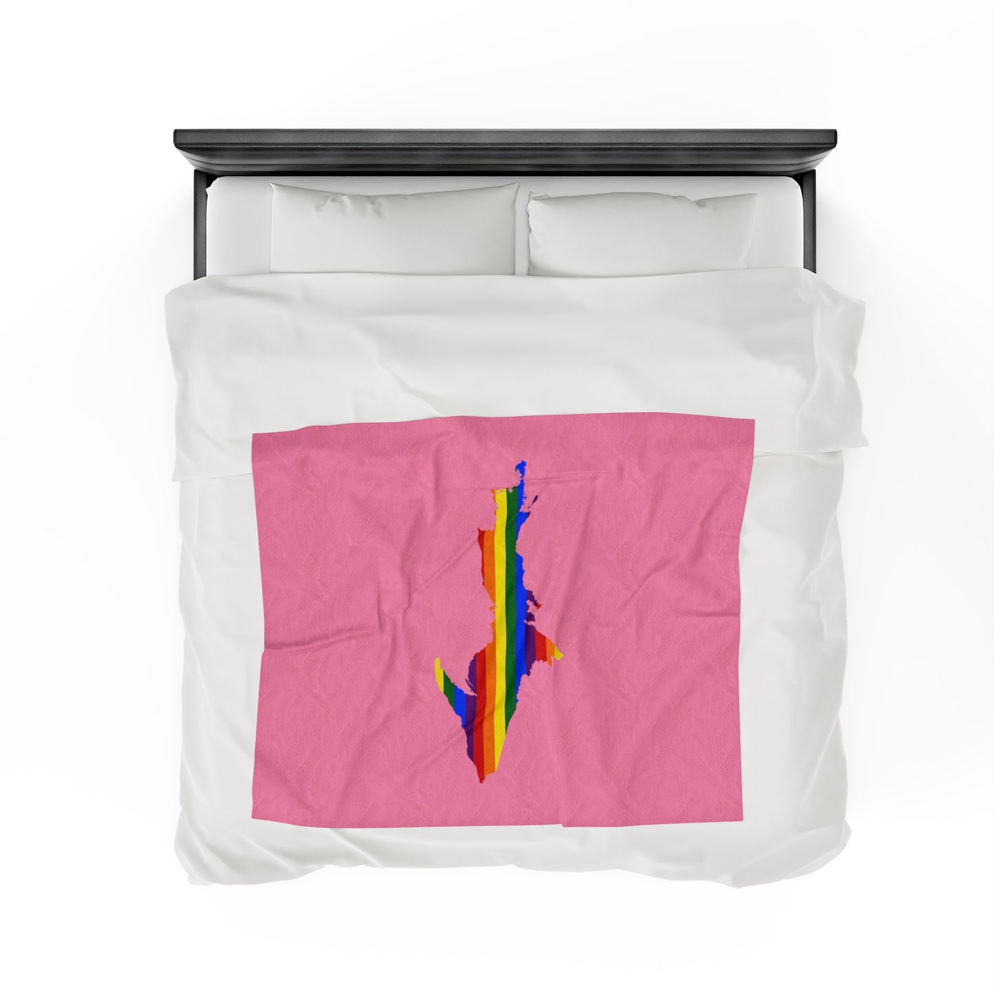 Michigan Upper Peninsula Plush Blanket (w/ UP Pride Flag Outline) | '67 Caddie Pink