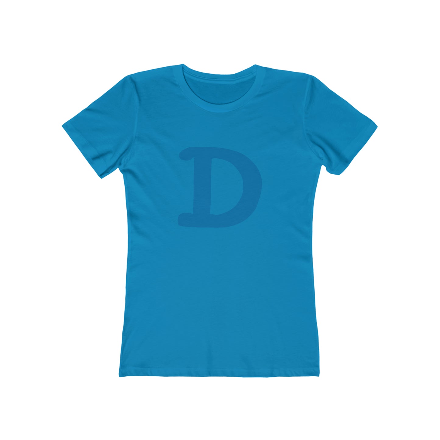 Detroit 'Old French D' T-Shirt (Azure Full Body Outline) | Women's Boyfriend Cut