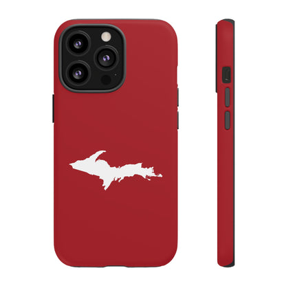 Michigan Upper Peninsula Tough Phone Case (Thimbleberry Red w/ UP Outline) | Apple iPhone