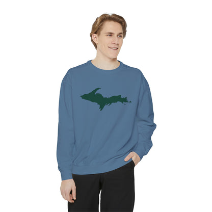 Michigan Upper Peninsula Sweatshirt (w/ Green UP Outline) | Unisex Garment Dyed