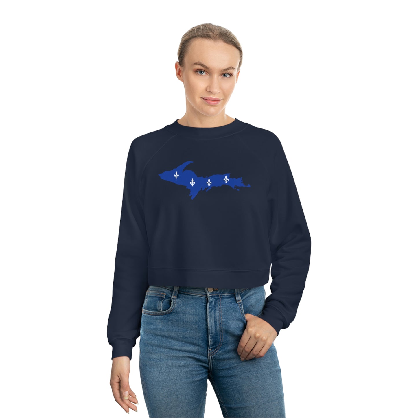 Michigan Upper Peninsula Sweatshirt (w/ UP Quebec Flag Outline) | Cropped Mid-Length