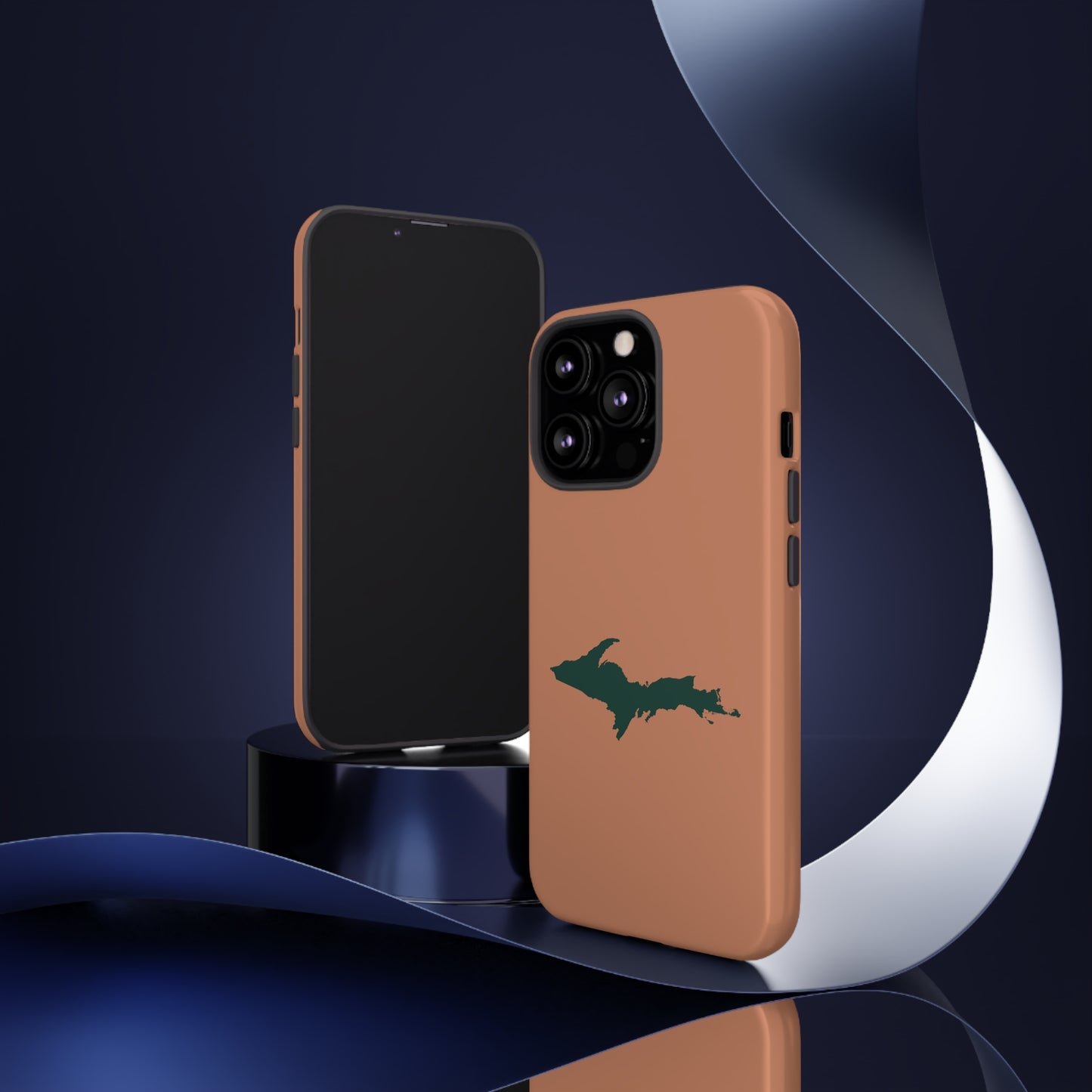 Michigan Upper Peninsula Tough Phone Case (Copper Color w/ Green UP Outline) | Apple iPhone