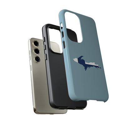 Michigan Upper Peninsula Tough Phone Case (Opal Blue w/ UP Finland Flag Outline) | Samsung & Pixel Android