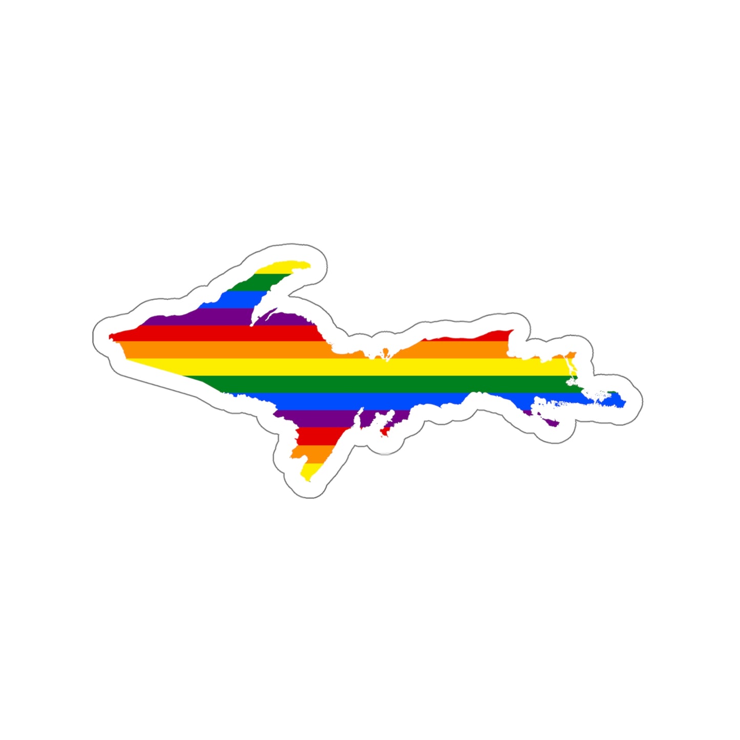 Michigan Upper Peninsula Die Cut Stickers (w/ UP Pride Flag Outline) | Indoor/Outdoor