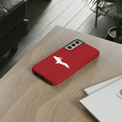 Michigan Upper Peninsula Tough Phone Case (Thimbleberry Red w/ UP Outline) | Samsung & Pixel Android