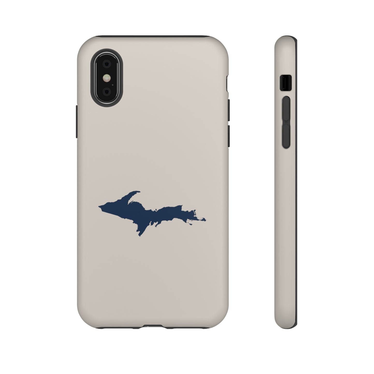 Michigan Upper Peninsula Tough Phone Case (Canvas Color w/ UP Outline) | Apple iPhone